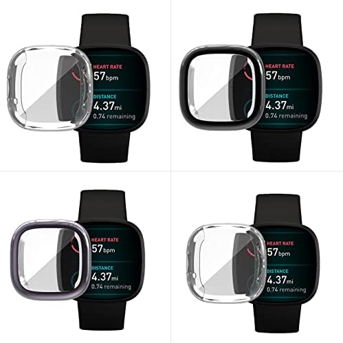Folome- [4pack Watch Case תואם ל- Fitbit Versa3 ו- Fitbit Sense Sense Sense מכסה מגן מסך עשוי מחומר